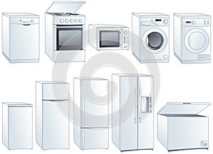 Home appliances illustrations set