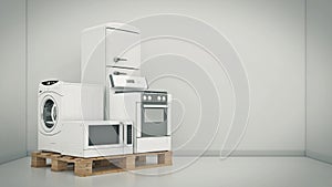 Home appliances. Set of household kitchen technics. photo