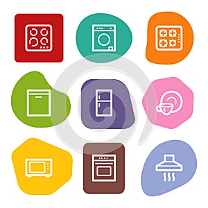Home appliances web icons, colour spots series