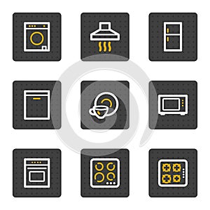 Home appliances web icons, grey buttons series