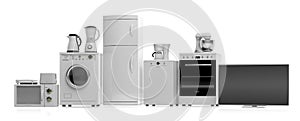 Home appliances on white background. 3d illustration