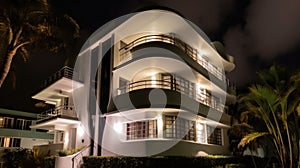 Home architecture design in Art Deco Style with Circular driveway