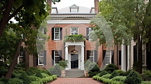 Home architecture design in Art Deco Style with Circular driveway