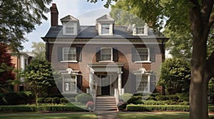 Home architecture design in Art Deco Style with Circular driveway