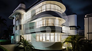 Home architecture design in Art Deco Style with Circular driveway