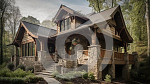 Home architecture design in Craftsman Style with Front porch