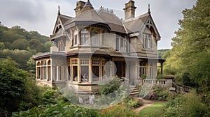 Home architecture design in Tudor Style with Half-timbering