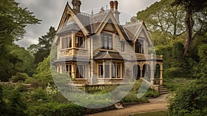 Home architecture design in Tudor Style with Half-timbering