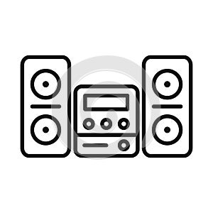 Home Audio System Icon Black And White Illustration
