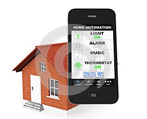 Home Automation Concept. Mobile Phone and house