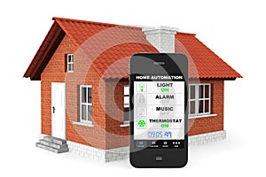 Home Automation Concept. Mobile Phone and house