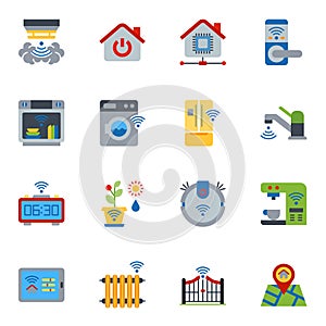 Home automation icons set 2, Smart home flat icon.