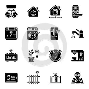 Home automation icons set 2, Smart home glyph icon.