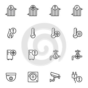 Home automation line icons set photo