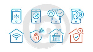 Home Automation System: Mobile Control Icons Vector, vector design Generative AI