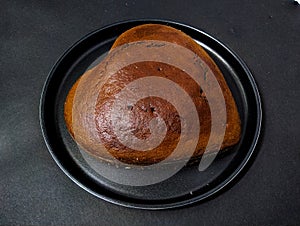 Home baked chocolate cake heart shaped