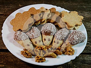 Home baked Christmas cookies on hedgehog shape