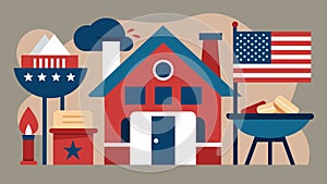 Home of the brave A cookout to honor our nations military on Independence Day. Vector illustration. photo