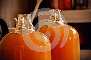 Home brew wine waiting to be bottled