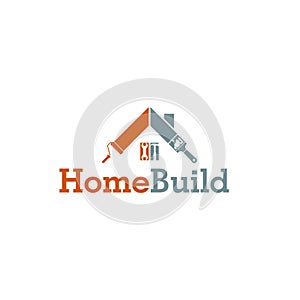 Home Build icon. Home repair logo design. House building tools isolated on white background photo