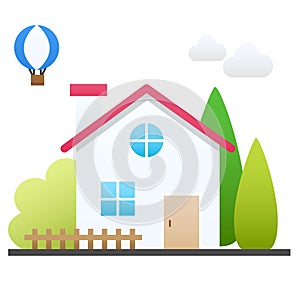 Home Building and Balloon Vector colorful Icon