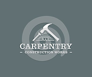 Home building logo design. Carpentry services vector design