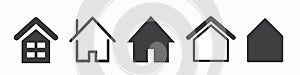 Home Button. Home page. Collection of Home Icons. Vector web home icon, building symbol.