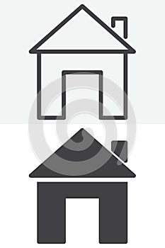 Home button line and solid different style vector icon set