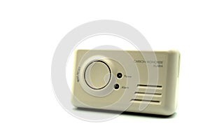 A home carbon monoxide alarm or carbon monoxide detector isolated on a white background