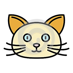 Home cat face icon color outline vector