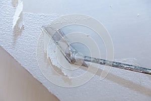 Home ceiling drywall demolition popcorn ceiling texture