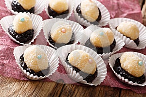 Home children candy Olho de sogra from condensed milk, plum and photo