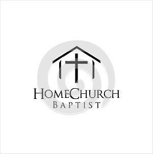 Home church logo house bible logotype calvary. Home Baptist Church Logo Design Vintage Illustration