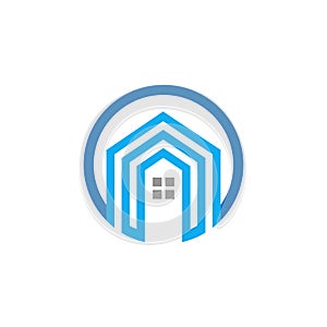 Home circle icon real estate house. Property and construction logos.