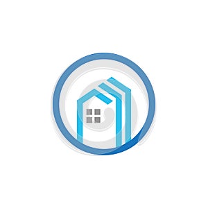 Home circle icon real estate house. Property and construction logos.