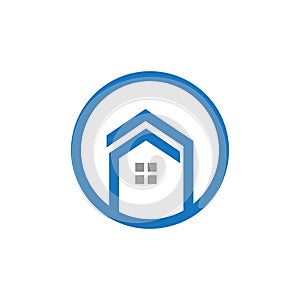 Home circle icon real estate house. Property and construction logos.