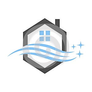 home cleaning service logo vector illustration