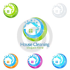 Home Cleaning Service vector Logo design, Eco Friendly Concept for Interior, Home and Building