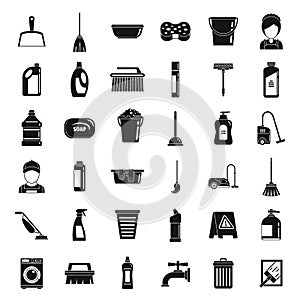 Home cleaning services icons set, simple style