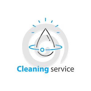 Home cleaning services, plumbing repair logo, house hygiene, vector linear icon