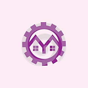 Home cog machine service logo vector