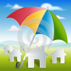 Home-with-color-umbrella-protection-and-security