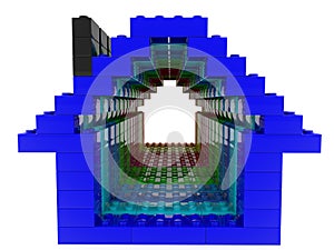 Home concept with colorful toy bricks in the form of tunnel