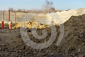 Home construction, sewer pipes under the foundation