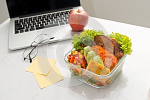 Home cooked bento lunch box with organic foods photo