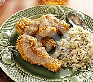 Home cooked fried chicken meal