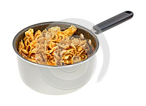 Home cooked pasta in saucepan