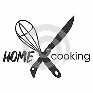 Home cooking. Badges, labels and logo elements, retro symbols for bakery shop, cooking club, cafe, or home cooking. Vector emblem