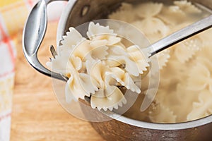 Home cooking pasta farfalle