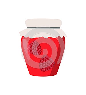Home Cooking Raspberry Preserve Glass Illustration